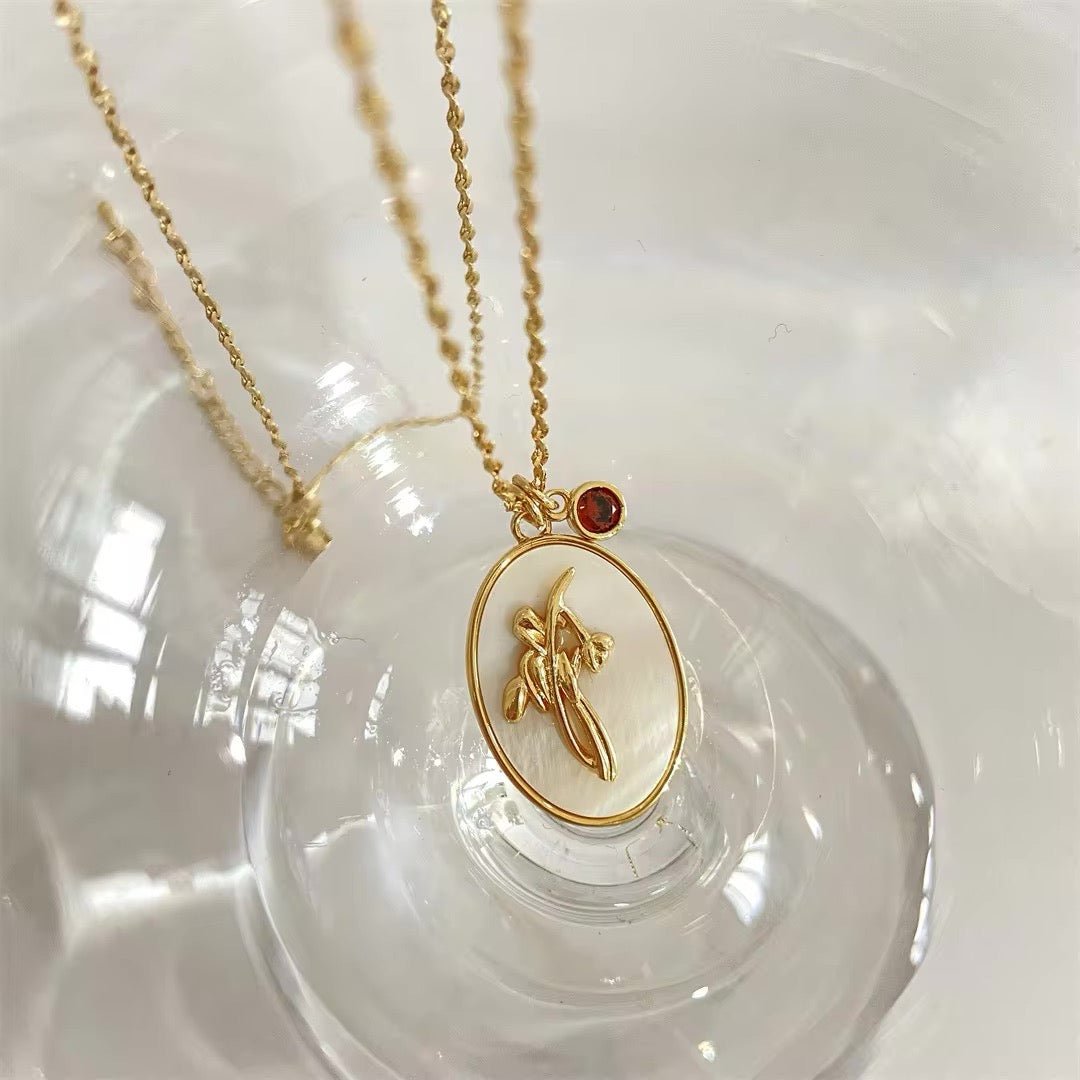 14k Dainty Birth Month Stone & Flower Charm Necklace